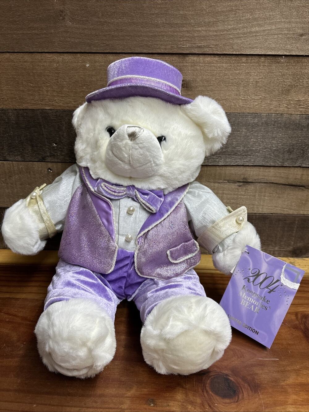 2004 Dan Dee 20" Keepsake Memories Lavender White Christmas Teddy Bear